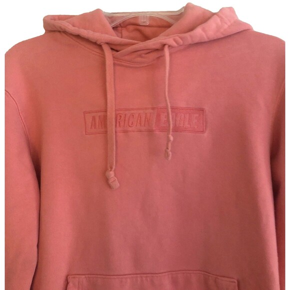 American Eagle Embroidered Hoodie Womens Size S Y2k Pink Mauve Soft Comfycore - Picture 3 of 12